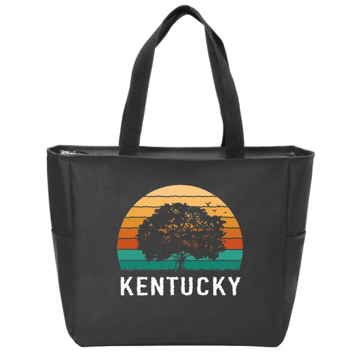 Kentucky Vintage Outdoors Tree Sunsent Souvenir Zip Tote Bag