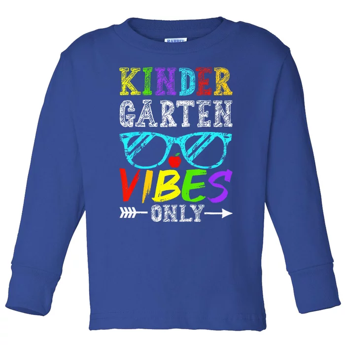 Kindergarten Vibes Only Back To School Cool Teacher Toddler Long Sleeve Shirt