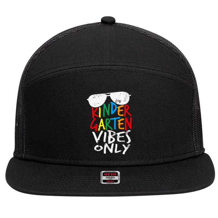 Kindergarten Vibes Only Back to School Cool Teacher 7 Panel Mesh Trucker Snapback Hat