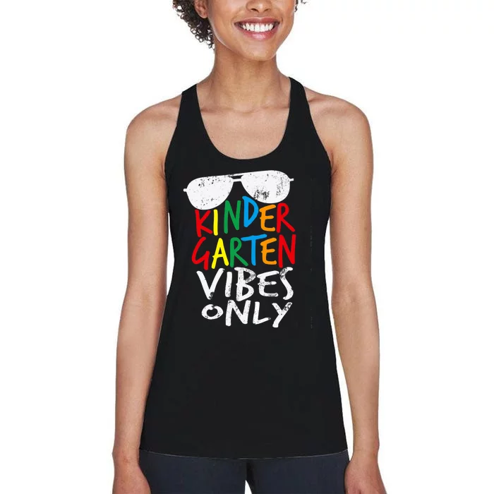 Kindergarten Vibes Only Back to School Cool Teacher Women's Racerback Tank