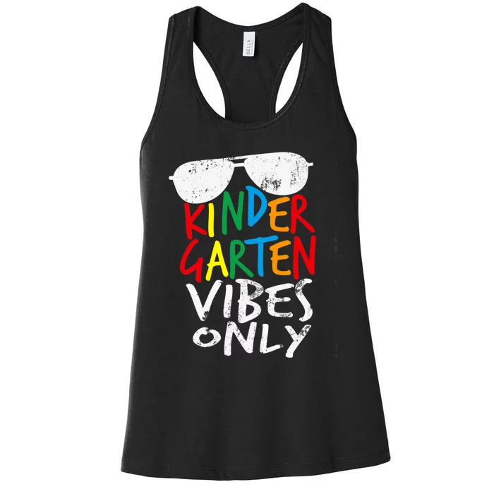 Kindergarten Vibes Only Back to School Cool Teacher Women's Racerback Tank