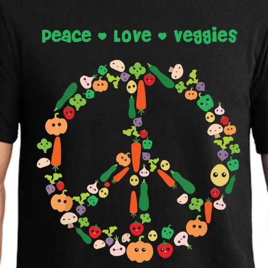 Kawaii Vegetables Peace Sign Funny Gift For Vegetarian Vegan Pajama Set