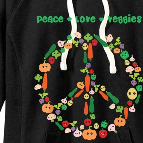 Kawaii Vegetables Peace Sign Funny Gift For Vegetarian Vegan Women's Fleece Hoodie