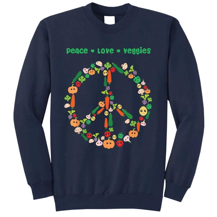 Kawaii Vegetables Peace Sign Funny Gift For Vegetarian Vegan Tall Sweatshirt