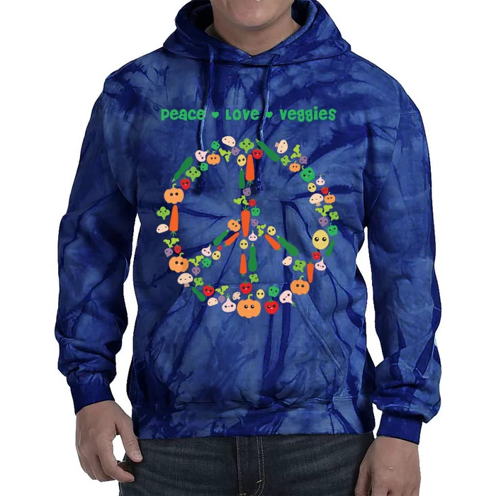 Kawaii Vegetables Peace Sign Funny Gift For Vegetarian Vegan Tie Dye Hoodie