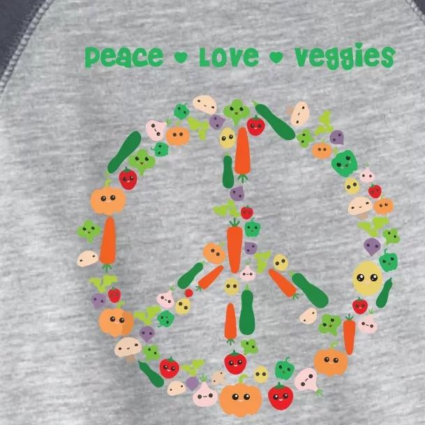 Kawaii Vegetables Peace Sign Funny Gift For Vegetarian Vegan Toddler Fine Jersey T-Shirt