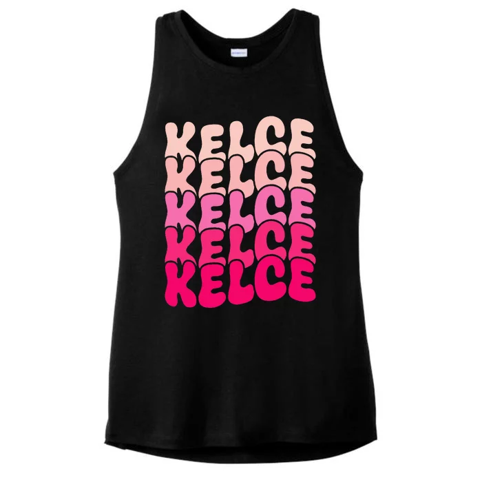 K.elce Vintage Personalized name I Love Kelce Ladies Tri-Blend Wicking Tank