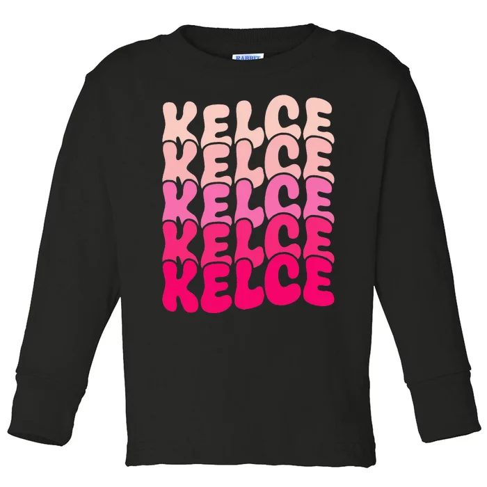 K.elce Vintage Personalized name I Love Kelce Toddler Long Sleeve Shirt