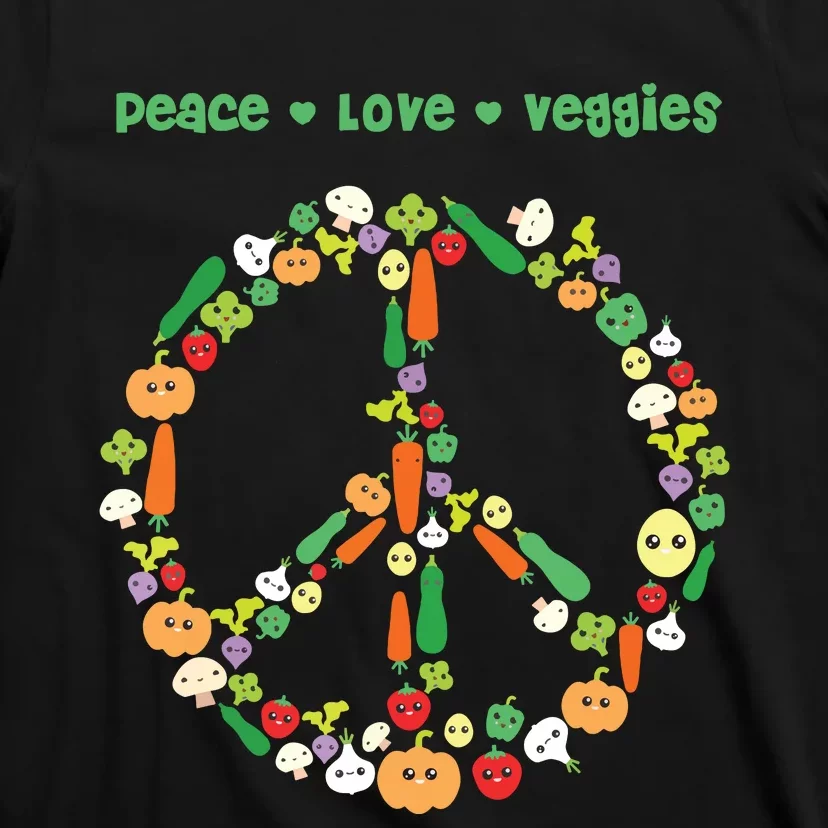 Kawaii Vegetables Peace Sign Funny Gift For Vegetarian Vegan T-Shirt