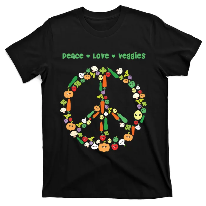 Kawaii Vegetables Peace Sign Funny Gift For Vegetarian Vegan T-Shirt