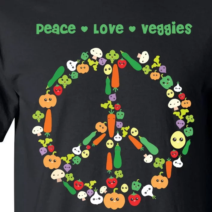 Kawaii Vegetables Peace Sign Funny Gift For Vegetarian Vegan Tall T-Shirt