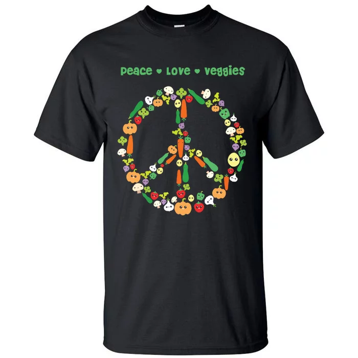 Kawaii Vegetables Peace Sign Funny Gift For Vegetarian Vegan Tall T-Shirt