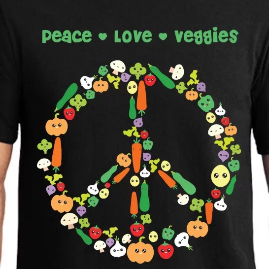 Kawaii Vegetables Peace Sign Funny Gift For Vegetarian Vegan Pajama Set