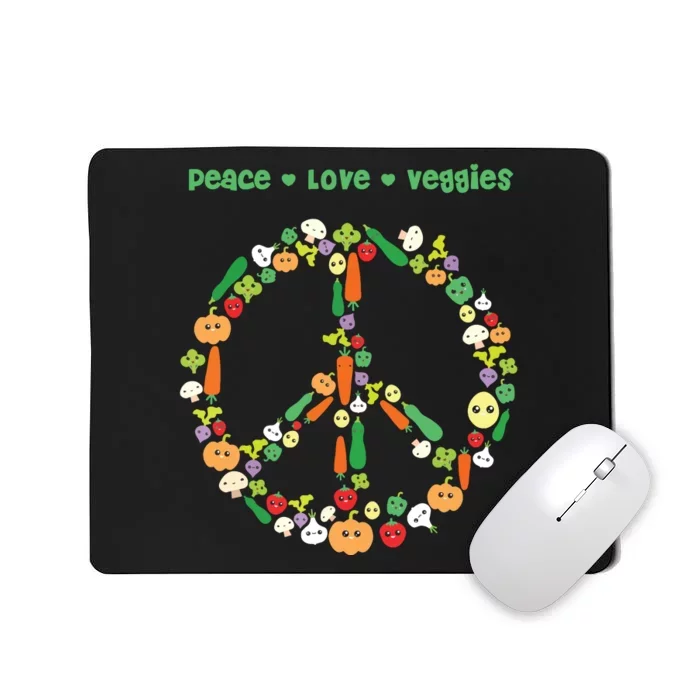 Kawaii Vegetables Peace Sign Funny Gift For Vegetarian Vegan Mousepad