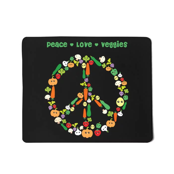 Kawaii Vegetables Peace Sign Funny Gift For Vegetarian Vegan Mousepad