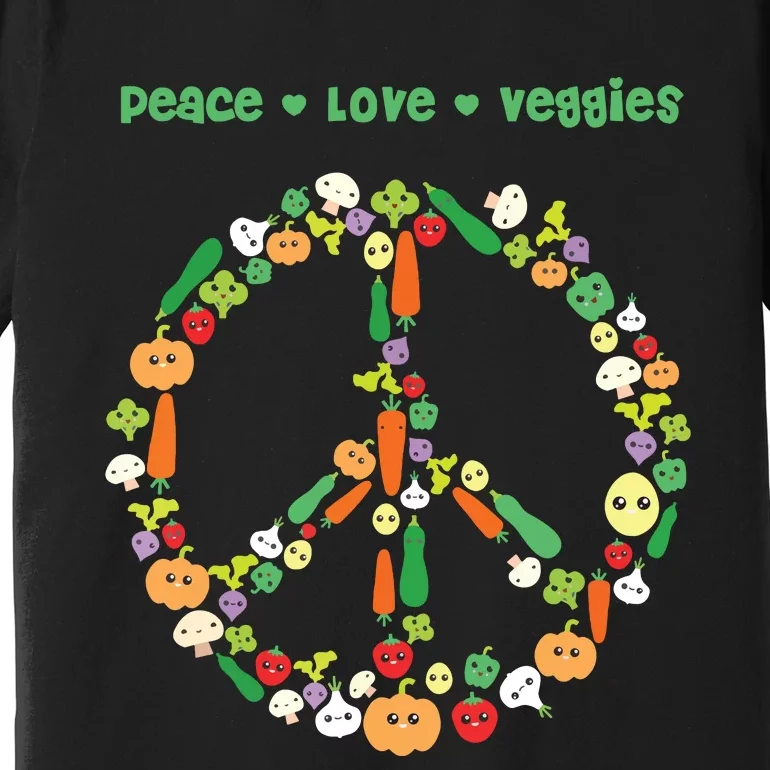 Kawaii Vegetables Peace Sign Funny Gift For Vegetarian Vegan Premium T-Shirt