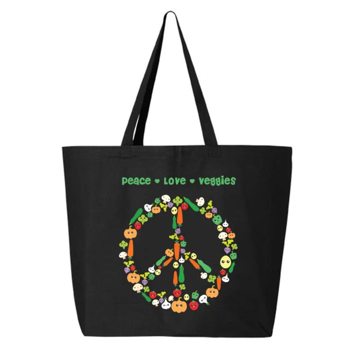 Kawaii Vegetables Peace Sign Funny Gift For Vegetarian Vegan 25L Jumbo Tote