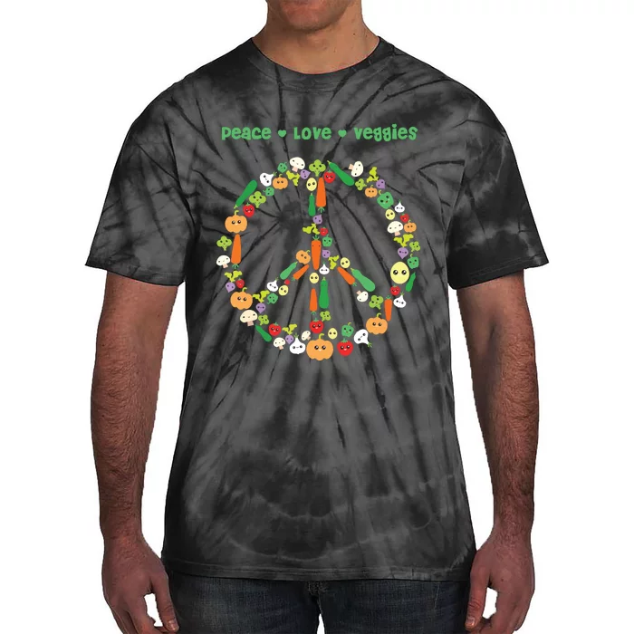 Kawaii Vegetables Peace Sign Funny Gift For Vegetarian Vegan Tie-Dye T-Shirt