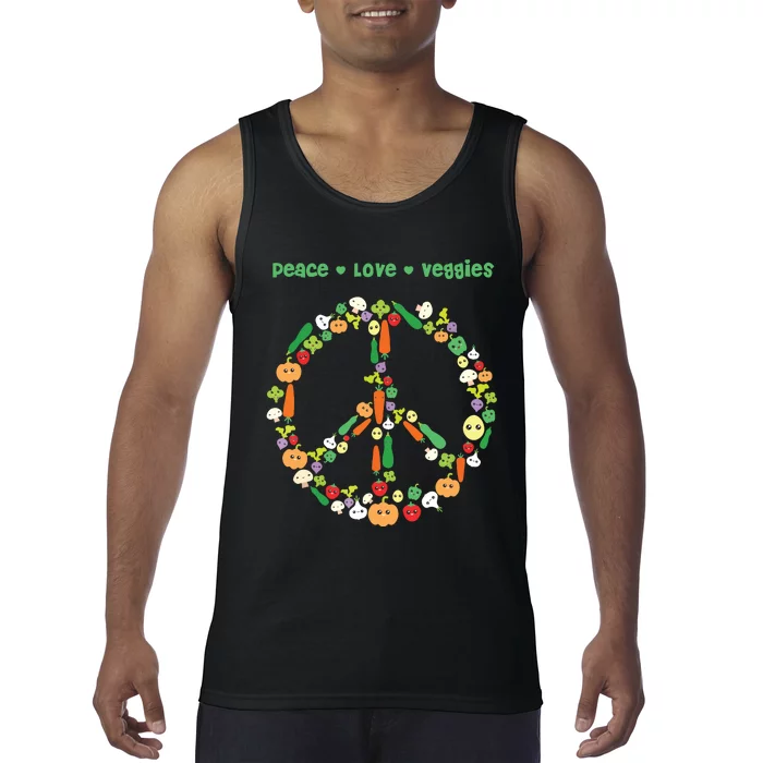 Kawaii Vegetables Peace Sign Funny Gift For Vegetarian Vegan Tank Top