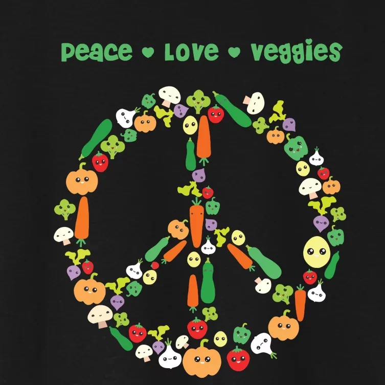 Kawaii Vegetables Peace Sign Funny Gift For Vegetarian Vegan Women's Crop Top Tee