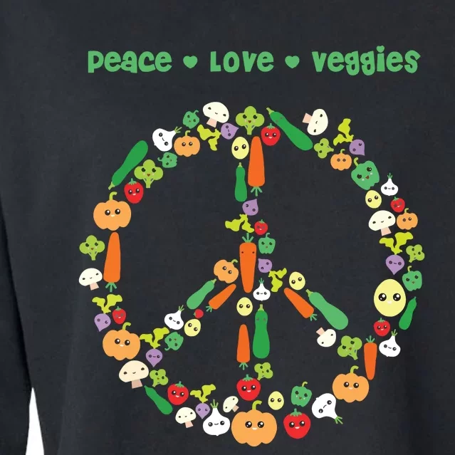 Kawaii Vegetables Peace Sign Funny Gift For Vegetarian Vegan Cropped Pullover Crew