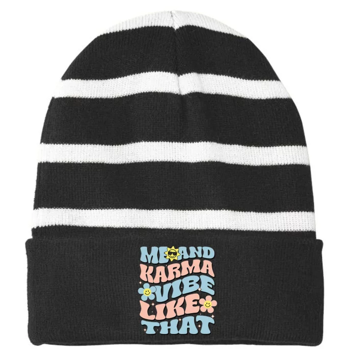 Karma Vibe Reto Karma Vibe Super Fun Striped Beanie with Solid Band