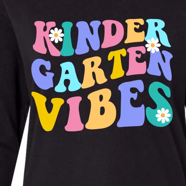 Kindergarten Vibes Retro Colorful Womens Cotton Relaxed Long Sleeve T-Shirt