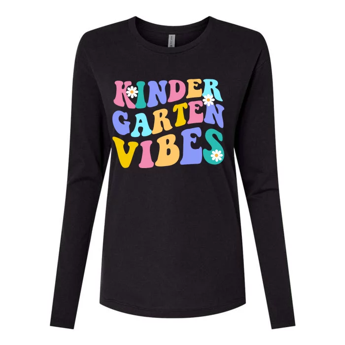 Kindergarten Vibes Retro Colorful Womens Cotton Relaxed Long Sleeve T-Shirt