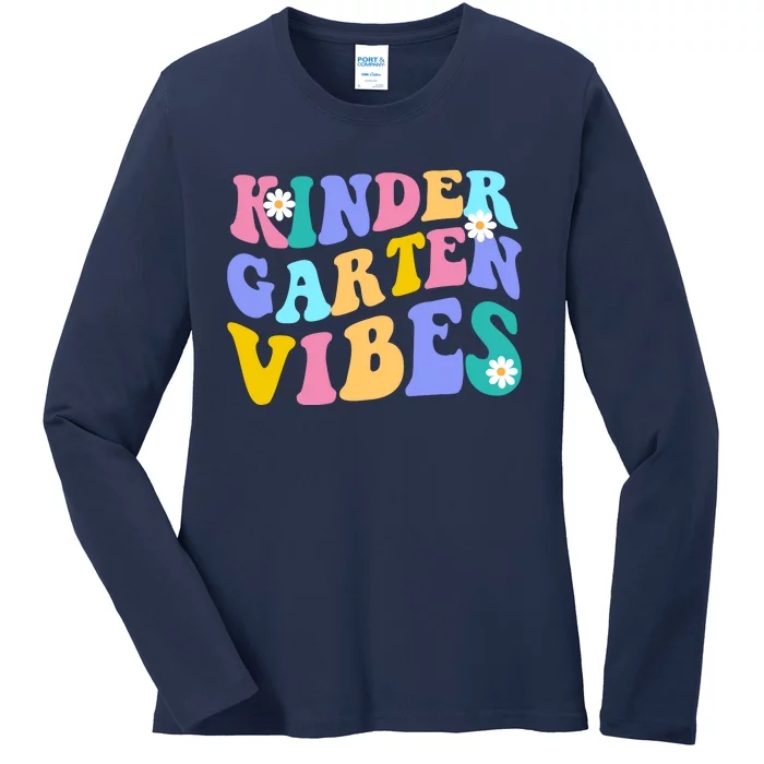 Kindergarten Vibes Retro Colorful Ladies Long Sleeve Shirt