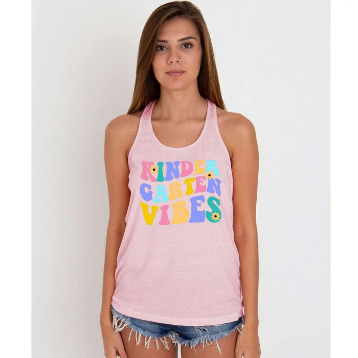 Kindergarten Vibes Retro Colorful Women's Knotted Racerback Tank