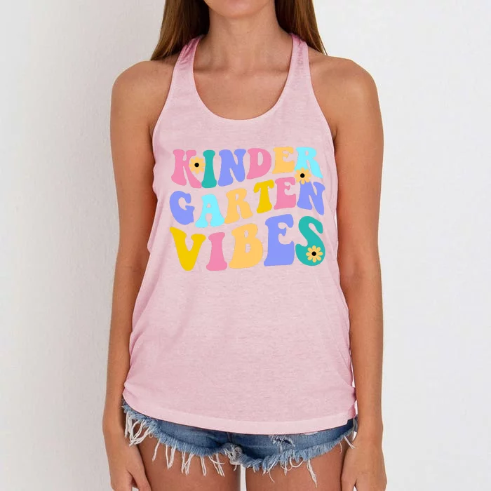 Kindergarten Vibes Retro Colorful Women's Knotted Racerback Tank