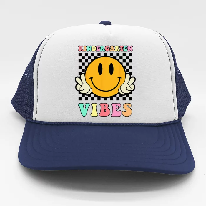 Kindergarten Vibes Retro Smile Back to School Teacher Trucker Hat