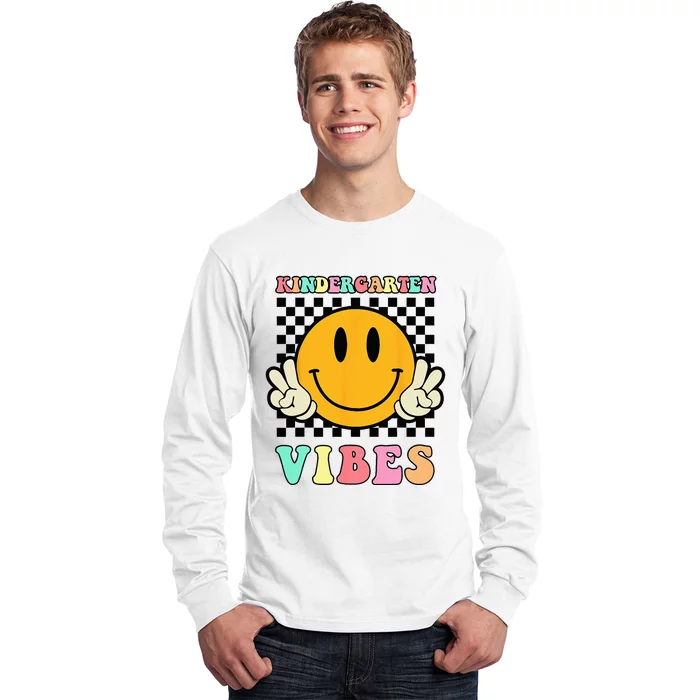 Kindergarten Vibes Retro Smile Back to School Teacher Long Sleeve Shirt