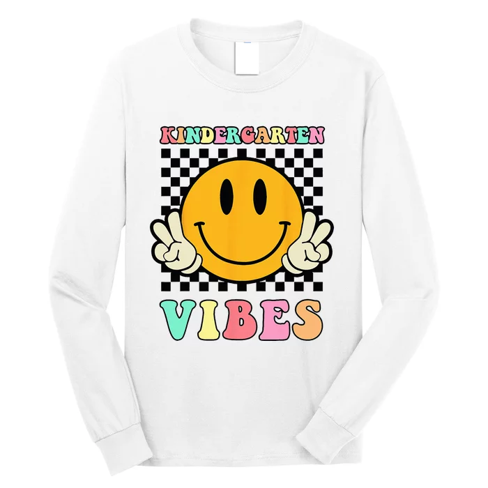 Kindergarten Vibes Retro Smile Back to School Teacher Long Sleeve Shirt