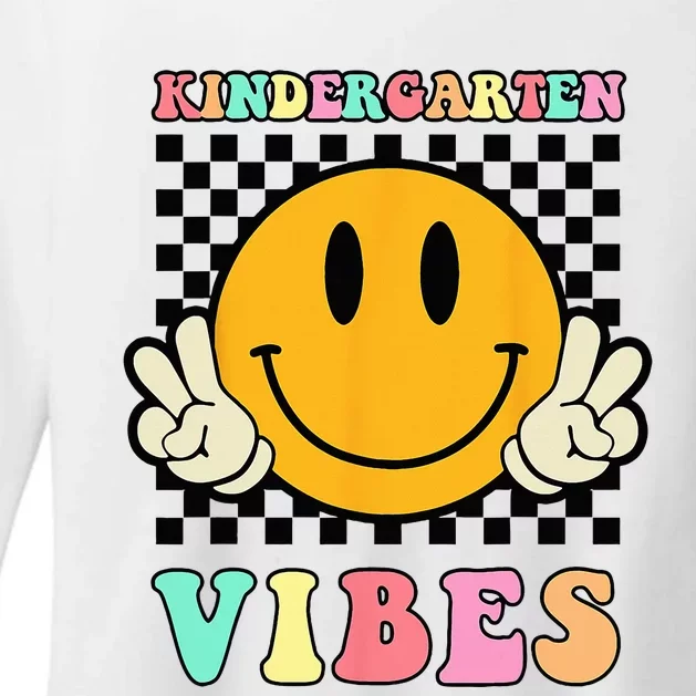 Kindergarten Vibes Retro Smile Back to School Teacher Womens CVC Long Sleeve Shirt