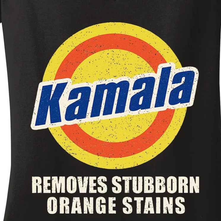 Kamala Vote Remove Stubborn Orange Stains Harris Funny Vote Women's V-Neck T-Shirt