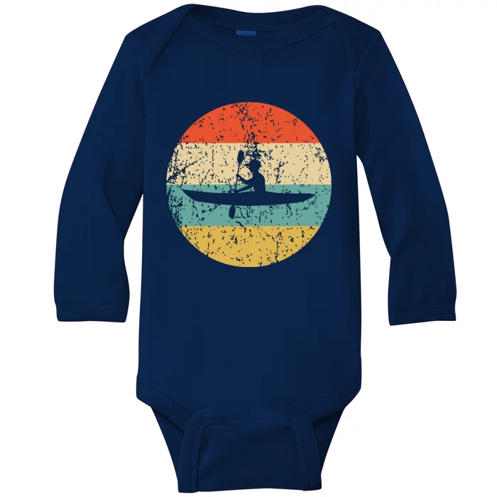 Kayaking Vintage Retro Kayak Baby Long Sleeve Bodysuit