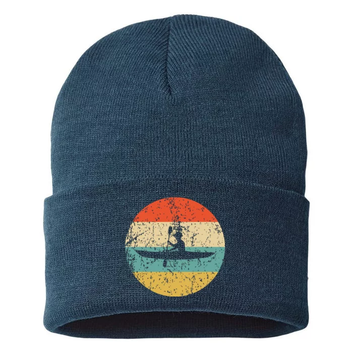 Kayaking Vintage Retro Kayak Sustainable Knit Beanie