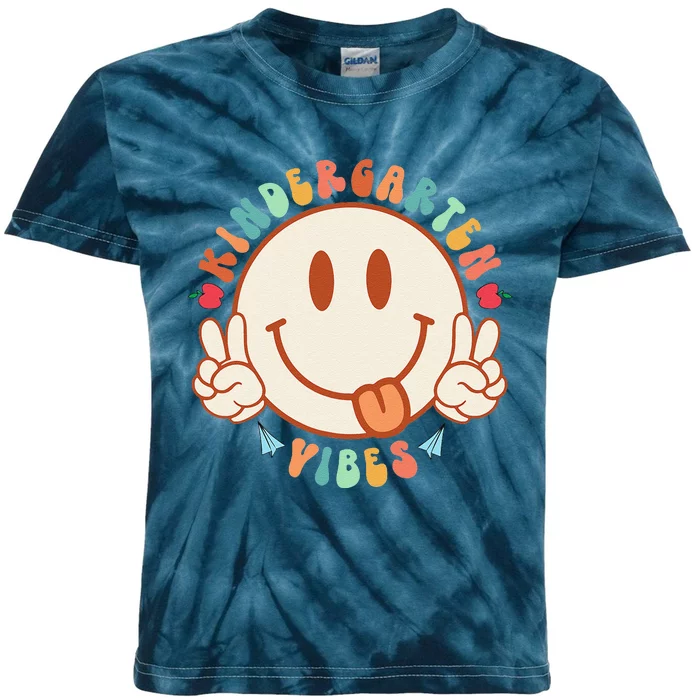 Kindergarten Vibes Smile Face Back To School Teacher Kids Tie-Dye T-Shirt