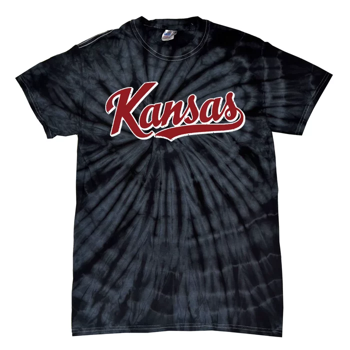 Kansas Vintage Sports Design Retro Script Tie-Dye T-Shirt