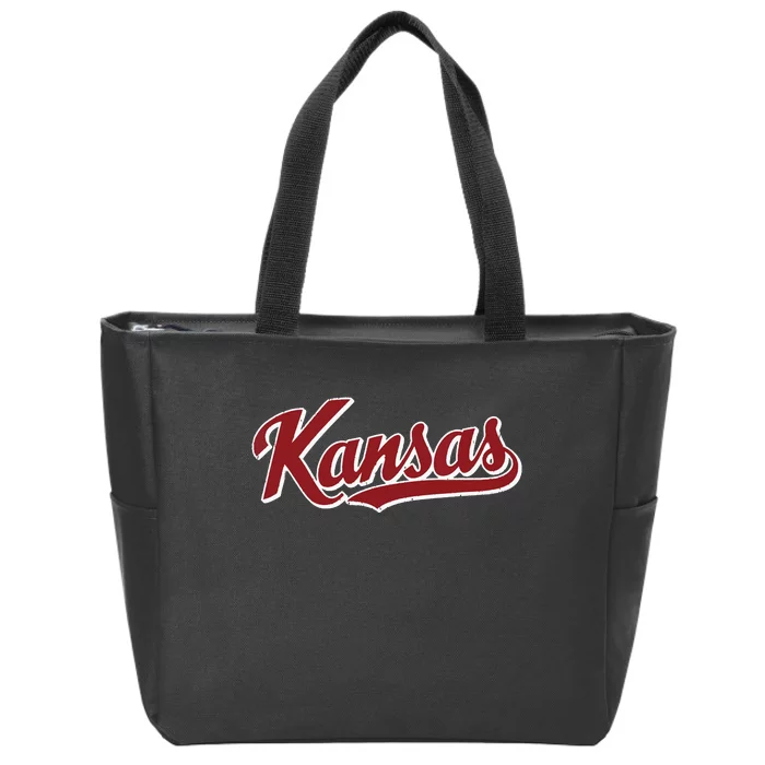 Kansas Vintage Sports Design Retro Script Zip Tote Bag