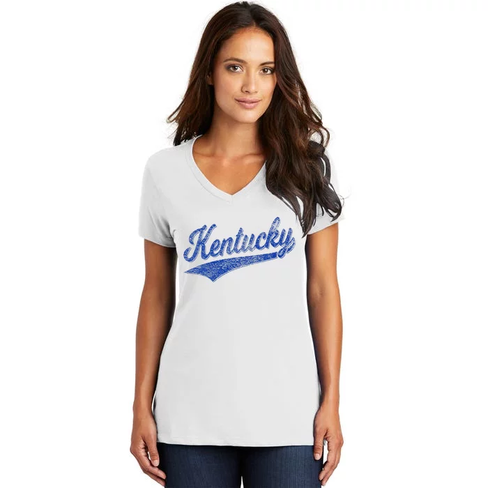 Kentucky Varsity Script Classic Sports Jersey Style Women's V-Neck T-Shirt