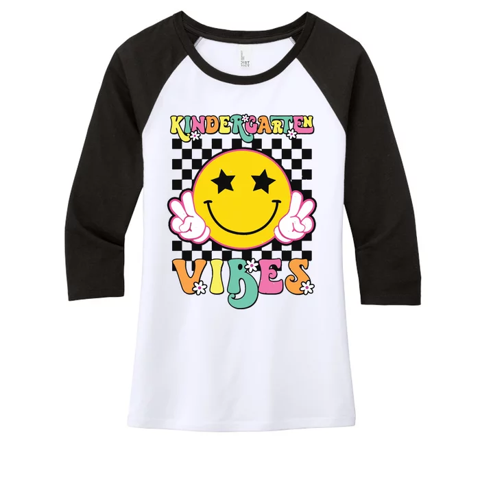 Kindergarten Vibes Smile Face Back To School Kinder Girl Women's Tri-Blend 3/4-Sleeve Raglan Shirt