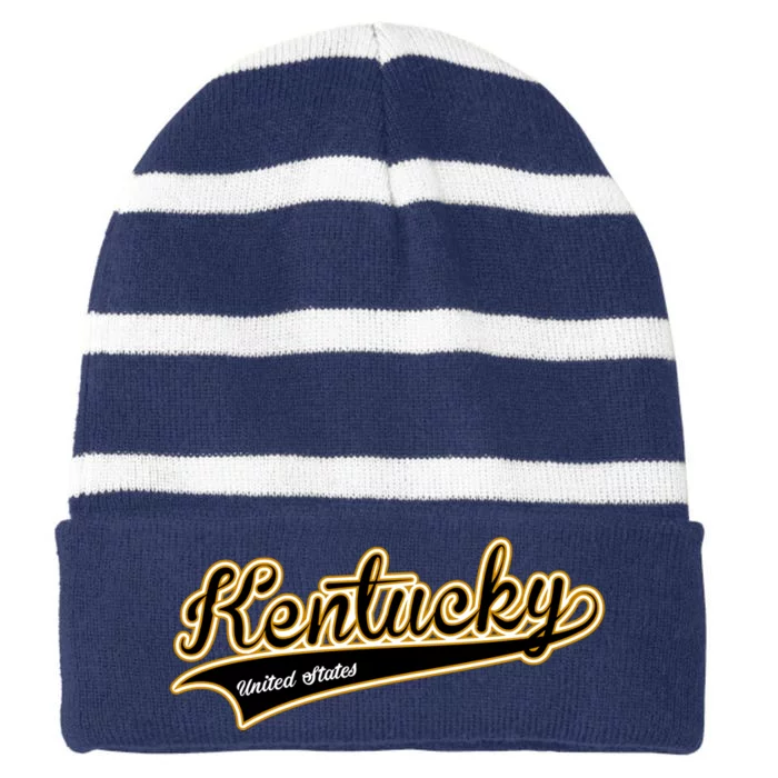 Kentucky Varsity Style Striped Beanie with Solid Band