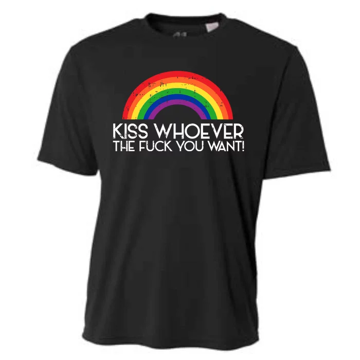 Kiss Ver The F You Want Gay Rainbow Lgbtq Cool Lgbt Gift Cooling Performance Crew T-Shirt