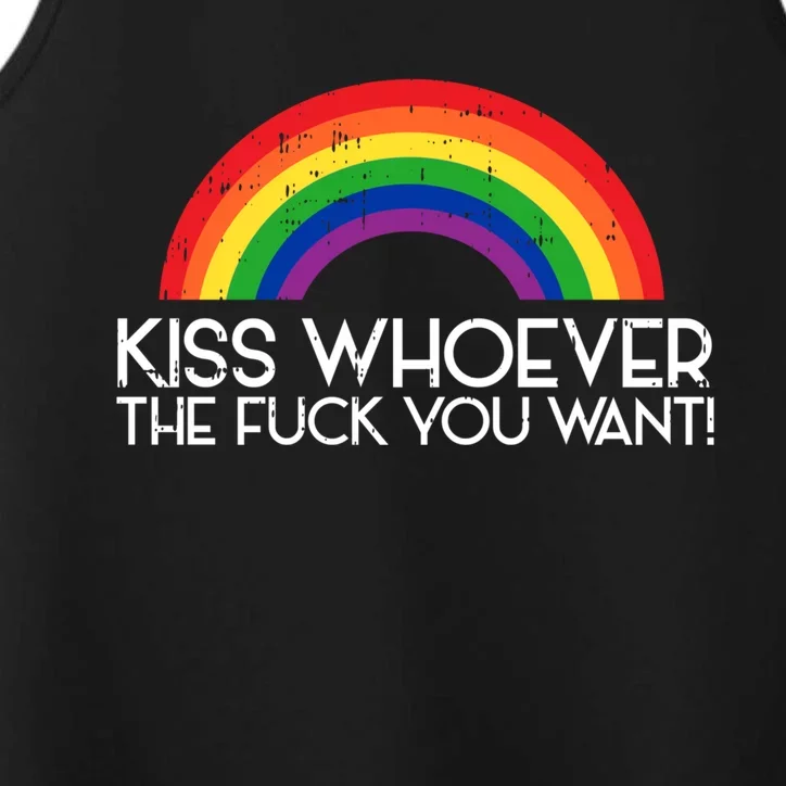 Kiss Ver The F You Want Gay Rainbow Lgbtq Cool Lgbt Gift Performance Tank