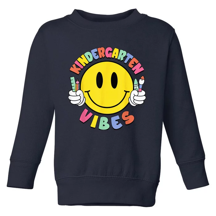 Kindergarten Vibes Teachers Kid Kinder Crew Back To School Toddler Sweatshirt