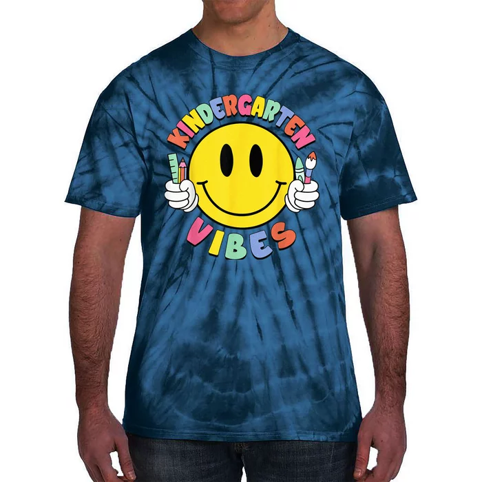 Kindergarten Vibes Teachers Kid Kinder Crew Back To School Tie-Dye T-Shirt