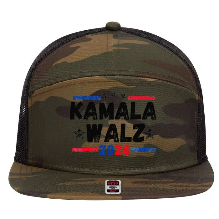 Kamala Walz 2024 For Brighter Tomorrow 7 Panel Mesh Trucker Snapback Hat