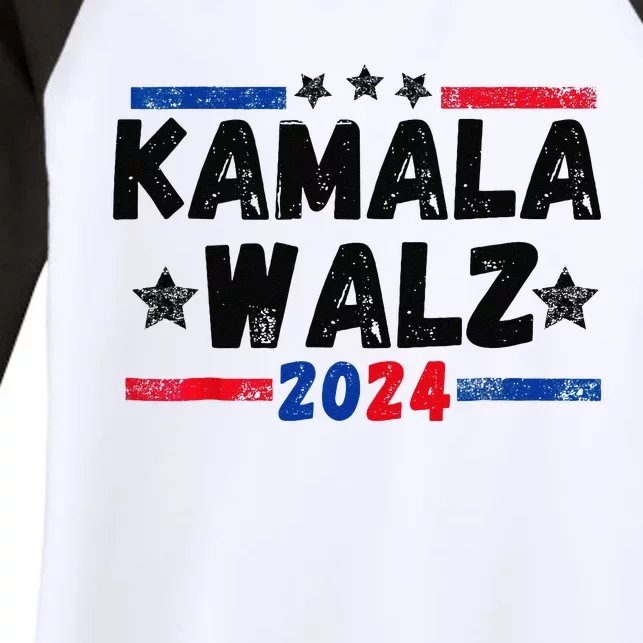 Kamala Walz 2024 For Brighter Tomorrow Women's Tri-Blend 3/4-Sleeve Raglan Shirt